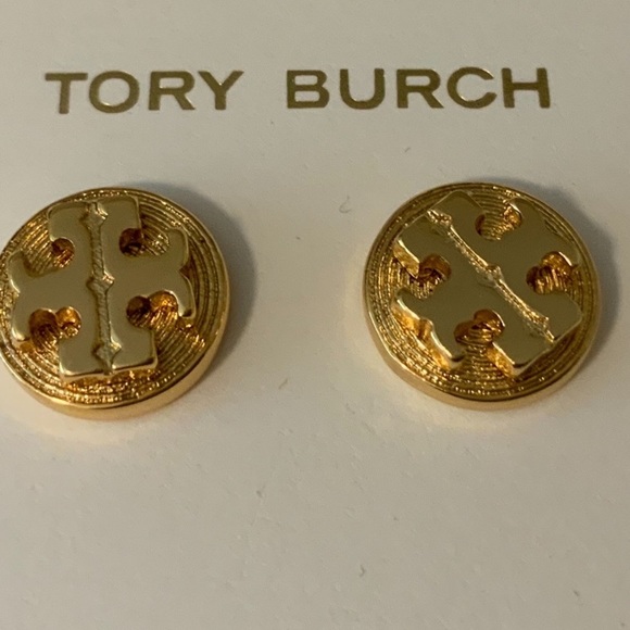 Tory Burch gold logo Disc stud earrings - Picture 4 of 9